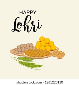 Vector illustration of a Background for Happy Lohri holiday Template for Punjabi Festival.
