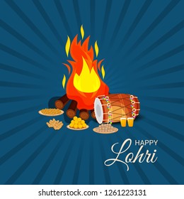 Vector illustration of a Background for Happy Lohri holiday Template for Punjabi Festival.

