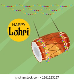 Vector illustration of a Background for Happy Lohri holiday Template for Punjabi Festival.

