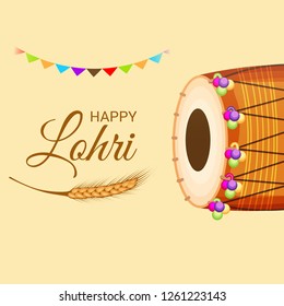 Vector illustration of a Background for Happy Lohri holiday Template for Punjabi Festival.
