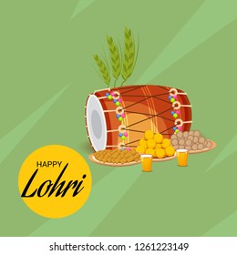 Vector illustration of a Background for Happy Lohri holiday Template for Punjabi Festival.
