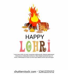 Vector illustration of a Background for Happy Lohri holiday Template for Punjabi Festival.
