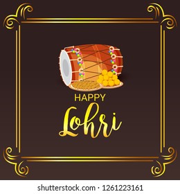 Vector illustration of a Background for Happy Lohri holiday Template for Punjabi Festival.
