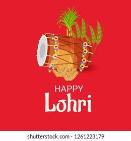 Vector illustration of a Background for Happy Lohri holiday Template for Punjabi Festival.
