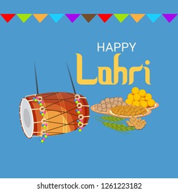 Vector illustration of a Background for Happy Lohri holiday Template for Punjabi Festival.
