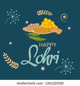 Vector illustration of a Background for Happy Lohri holiday Template for Punjabi Festival.
