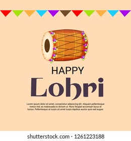 Vector illustration of a Background for Happy Lohri holiday Template for Punjabi Festival.
