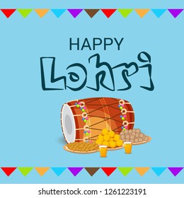 Vector illustration of a Background for Happy Lohri holiday Template for Punjabi Festival.
