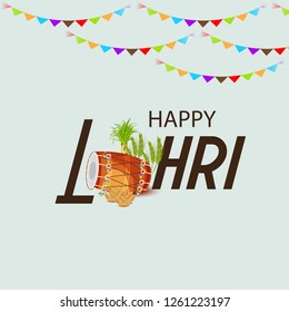 Vector illustration of a Background for Happy Lohri holiday Template for Punjabi Festival.
