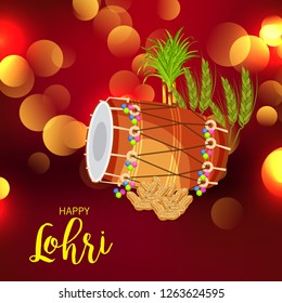 Vector illustration of a Background for Happy Lohri holiday Template for Punjabi Festival.