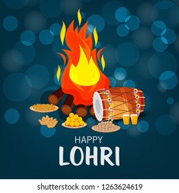 Vector illustration of a Background for Happy Lohri holiday Template for Punjabi Festival.