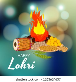 Vector illustration of a Background for Happy Lohri holiday Template for Punjabi Festival.