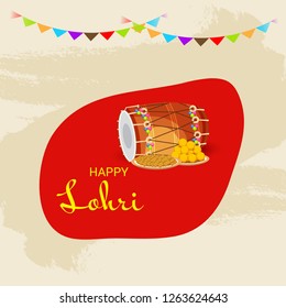 Vector illustration of a Background for Happy Lohri holiday Template for Punjabi Festival.