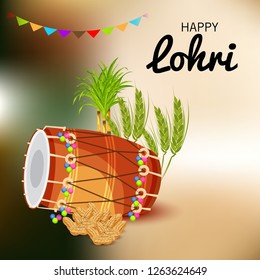 Vector illustration of a Background for Happy Lohri holiday Template for Punjabi Festival.