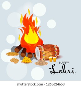 Vector illustration of a Background for Happy Lohri holiday Template for Punjabi Festival.