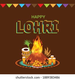 Vector illustration of a Background for Happy Lohri holiday Template for Punjabi Festival.