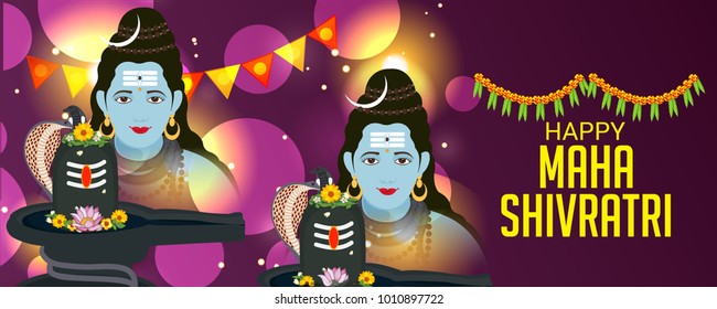 Vector illustration of a Background for Happy Maha Shivratri,birth day of god shankar.