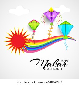 Vector illustration of a background for Happy Makar Sankranti.