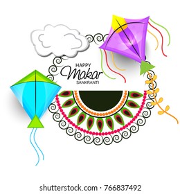 Vector illustration of a background for Happy Makar Sankranti.