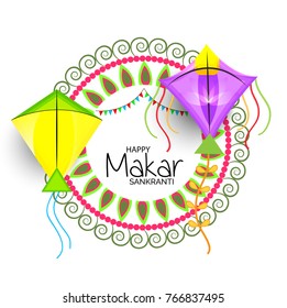 Vector illustration of a background for Happy Makar Sankranti.