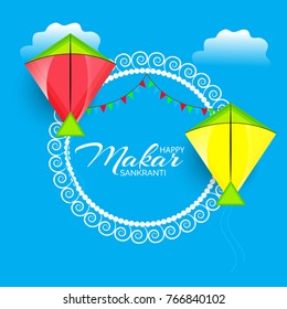 Vector illustration of a background for Happy Makar Sankranti.