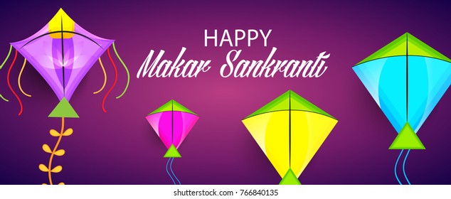 Vector illustration of a background for Happy Makar Sankranti.