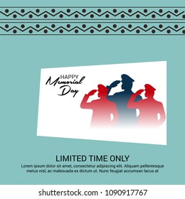 Vector illustration of a Background for Happy Memorial Day.