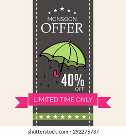 Vector illustration of a background for Happy Monsoon Season.