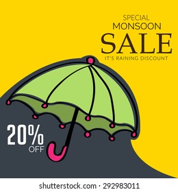 Vector illustration of a background for Happy Monsoon Sale.