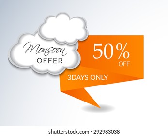 Vector illustration of a background for Happy Monsoon Sale.