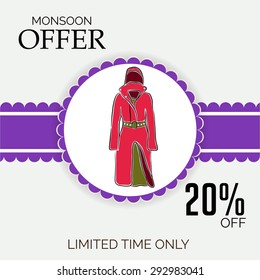 Vector illustration of a background for Happy Monsoon Sale.