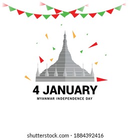 Vector illustration of a Background for Happy Myanmar Independence Day.