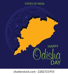 Vector illustration of a Background for Happy Odisha Day Celebration with Hindi Text Happy Odisha Day.