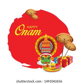 Vector illustration of a Background for Happy Onam.