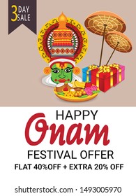 Vector illustration of a Background for Happy Onam.