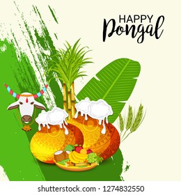 Vektorillustration Illustration eines Hintergrunds für das Happy Pongal Holiday Harvest Festival von Tamil Nadu Süd Indien.