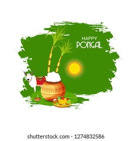 Vector illustration of a Background for Happy Pongal Holiday Harvest Festival of Tamil Nadu South India.