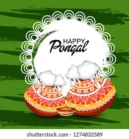 Vector illustration of a Background for Happy Pongal Holiday Harvest Festival of Tamil Nadu South India.