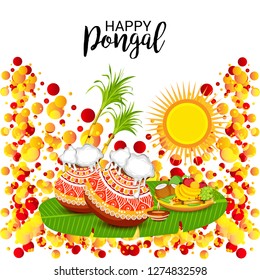 Vector illustration of a Background for Happy Pongal Holiday Harvest Festival of Tamil Nadu South India.