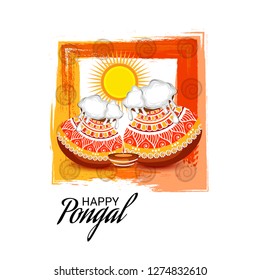 Vector illustration of a Background for Happy Pongal Holiday Harvest Festival of Tamil Nadu South India.