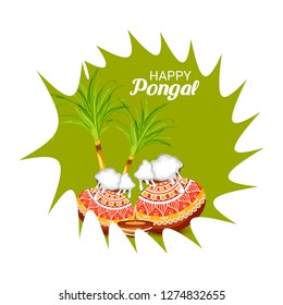 Vector illustration of a Background for Happy Pongal Holiday Harvest Festival of Tamil Nadu South India.