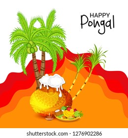 Vector illustration of a Background for Happy Pongal Holiday Harvest Festival of Tamil Nadu South India.