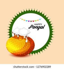 Vector illustration of a Background for Happy Pongal Holiday Harvest Festival of Tamil Nadu South India.