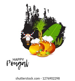 Vector illustration of a Background for Happy Pongal Holiday Harvest Festival of Tamil Nadu South India.