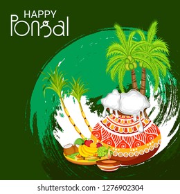 Vector illustration of a Background for Happy Pongal Holiday Harvest Festival of Tamil Nadu South India.