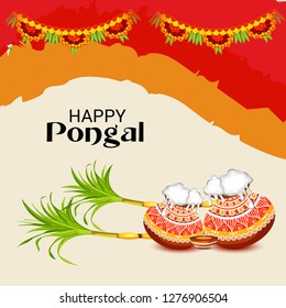 Vector illustration of a Background for Happy Pongal Holiday Harvest Festival of Tamil Nadu South India.