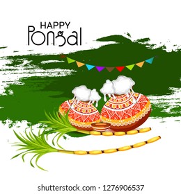 Vector illustration of a Background for Happy Pongal Holiday Harvest Festival of Tamil Nadu South India.