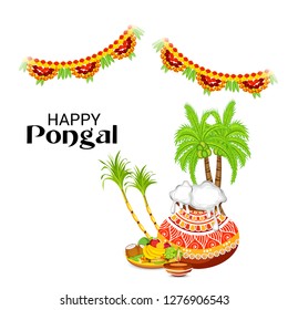 Vector illustration of a Background for Happy Pongal Holiday Harvest Festival of Tamil Nadu South India.