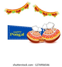 Vector illustration of a Background for Happy Pongal Holiday Harvest Festival of Tamil Nadu South India.
