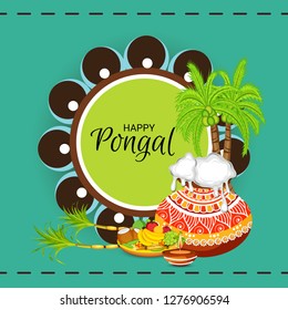 Vector illustration of a Background for Happy Pongal Holiday Harvest Festival of Tamil Nadu South India.